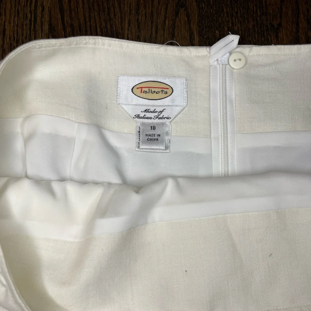 Talbots Ivory Linen Blend Skirt 18 - Picture 2 of 5